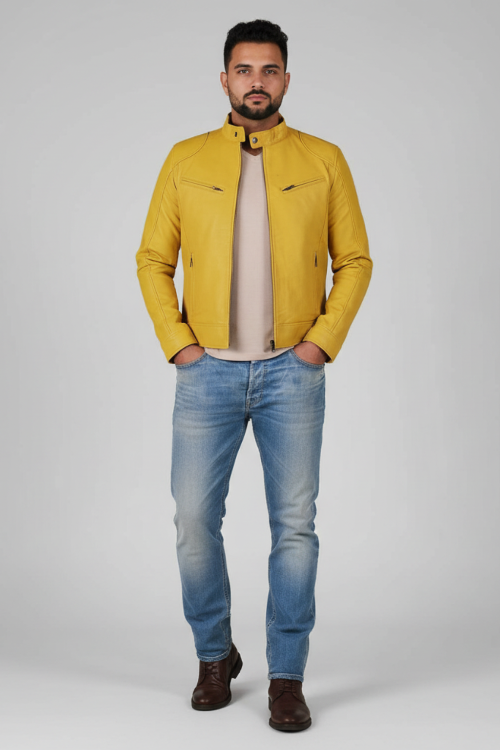 Men’s Biker Style Zipper Jacket - Contemporary Urban Layer