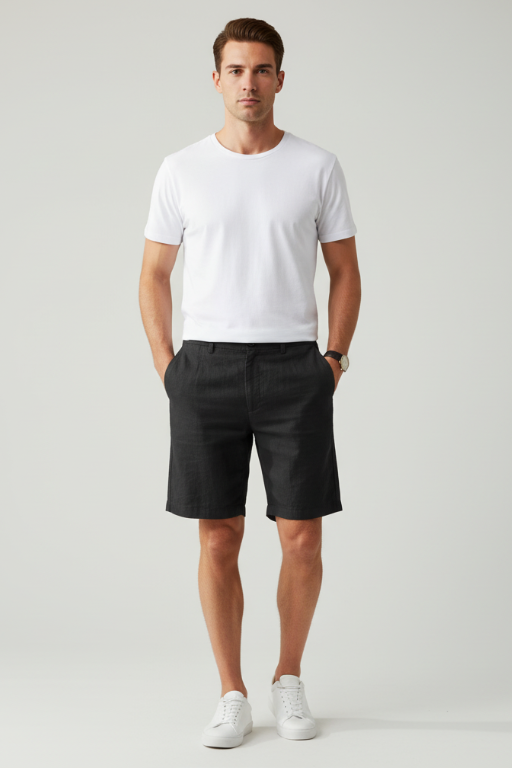 Men’s Casual Beach Shorts - Solid Color Straight-Legs Short