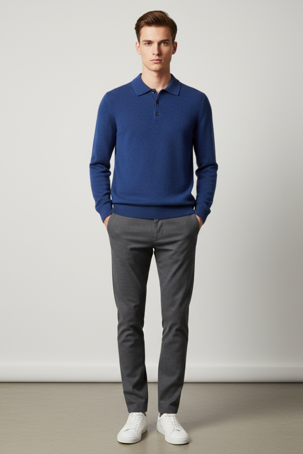 Men’s Long Sleeve Polo Sweater - Knit Pullover with Lapel Collar