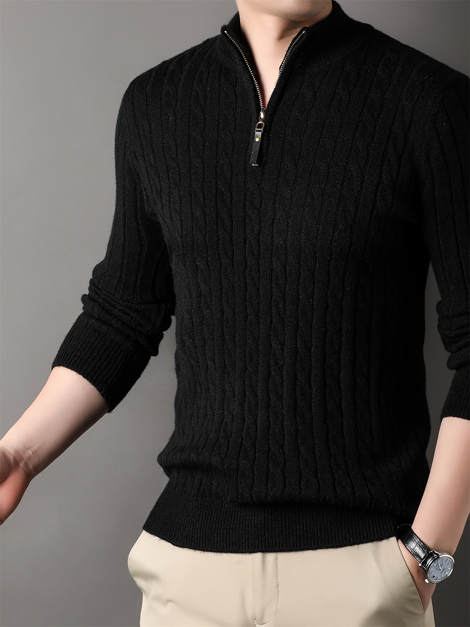 Carlo | Men's Ribbed Half Zip Knit Sweater
