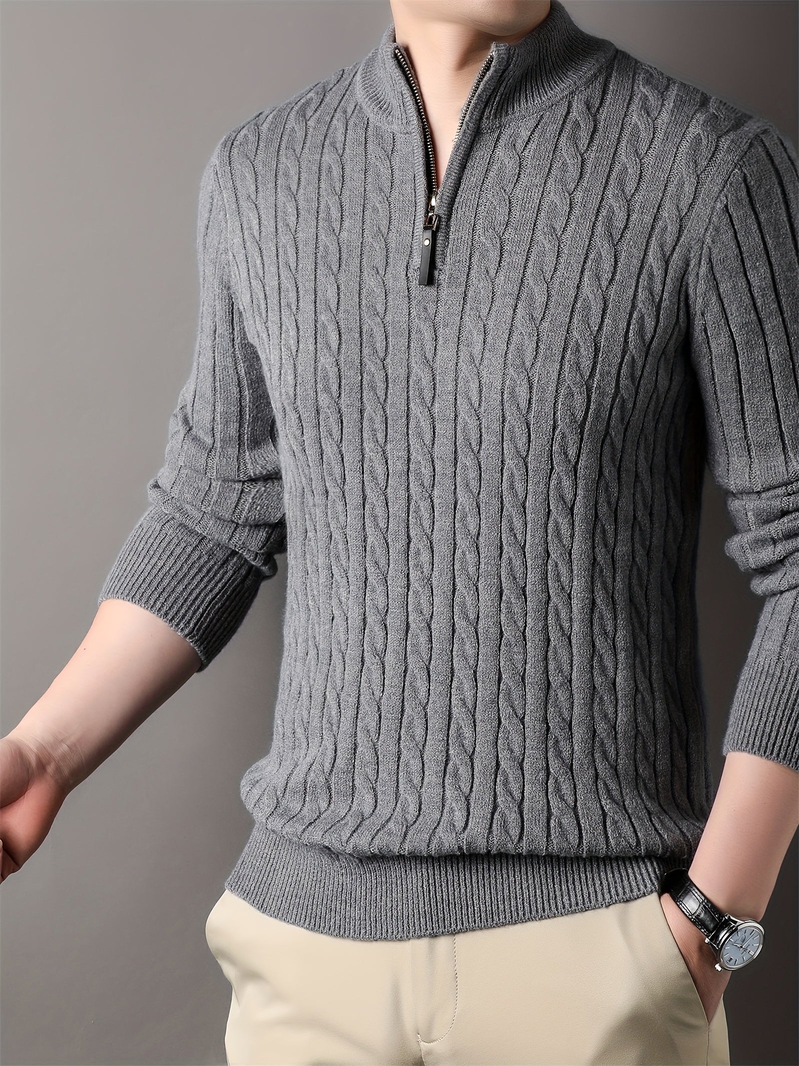 Carlo | Men's Ribbed Half Zip Knit Sweater