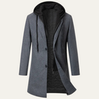 The Arundel Men's Hooded Wool Overcoat with Quilted Lining