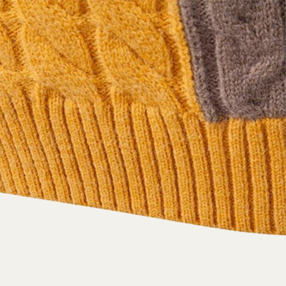 The Bevagna Men’s Patchwork Knit Colour Block Turtleneck Jumper