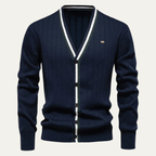 The Montecatini Men’s Slim Fit V Neck Cotton Knit Cardigan