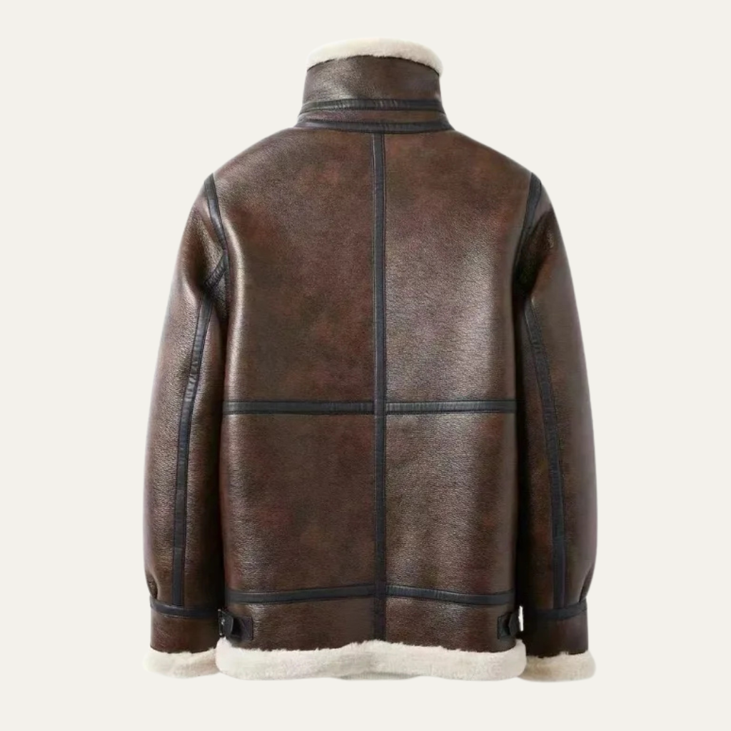 The Laglio Men’s Shearling Aviator Winter Leather Jacket