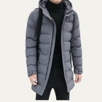The Whitby Men's Stylish Longline Black Puffer Coat