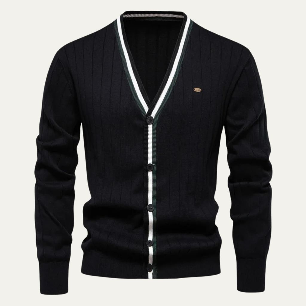 The Montecatini Men’s Slim Fit V Neck Cotton Knit Cardigan