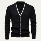 The Montecatini Men’s Slim Fit V Neck Cotton Knit Cardigan