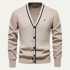 The Montecatini Men’s Slim Fit V Neck Cotton Knit Cardigan