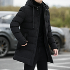 The Whitby Men's Stylish Longline Black Puffer Coat