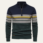 The Chatsworth Men's Quarter Zip Cotton Jumper – Fair Isle Knit