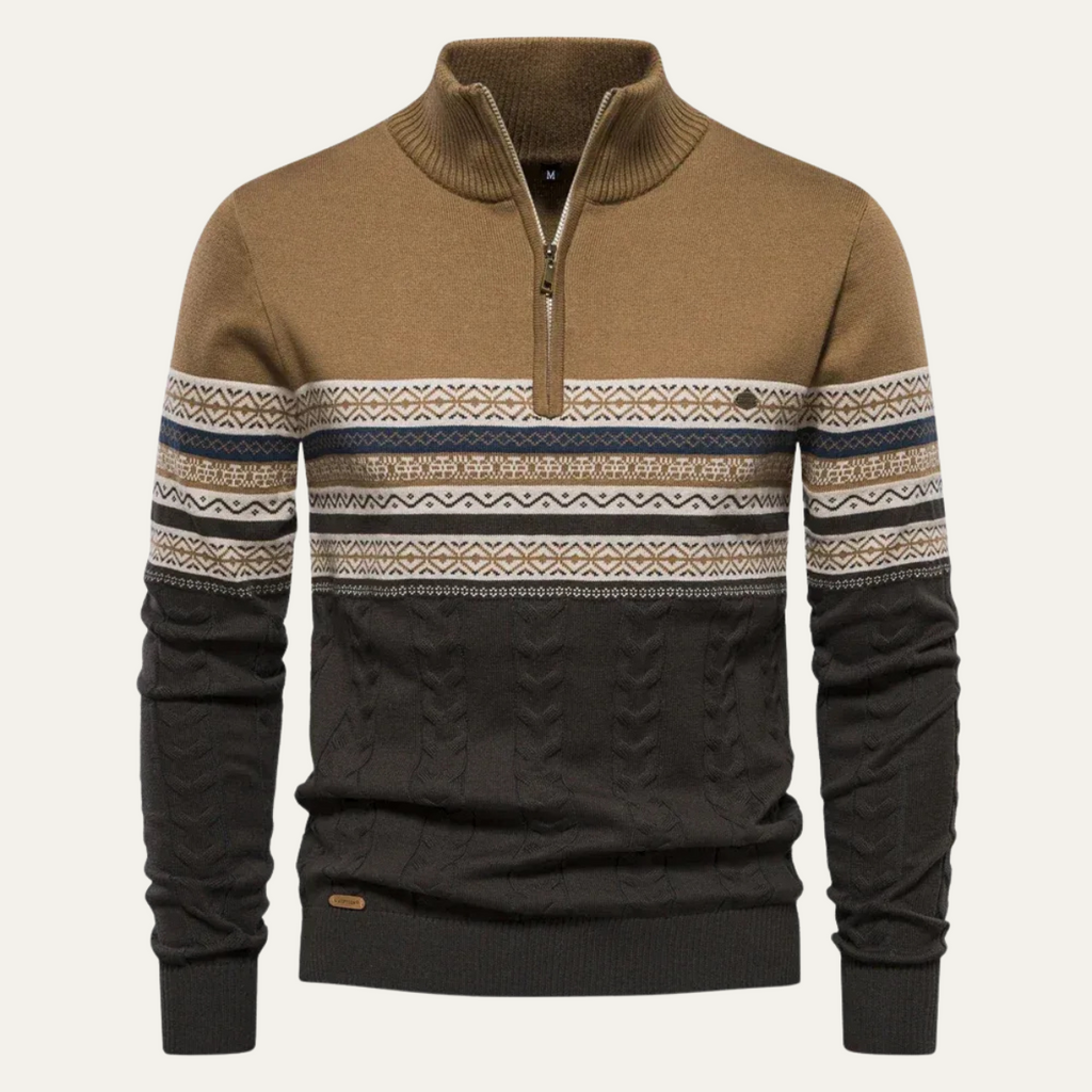 The Chatsworth Men's Quarter Zip Cotton Jumper – Fair Isle Knit