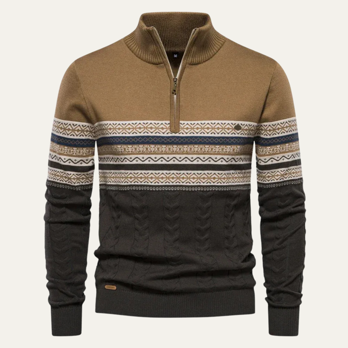 The Chatsworth Men's Quarter Zip Cotton Jumper – Fair Isle Knit