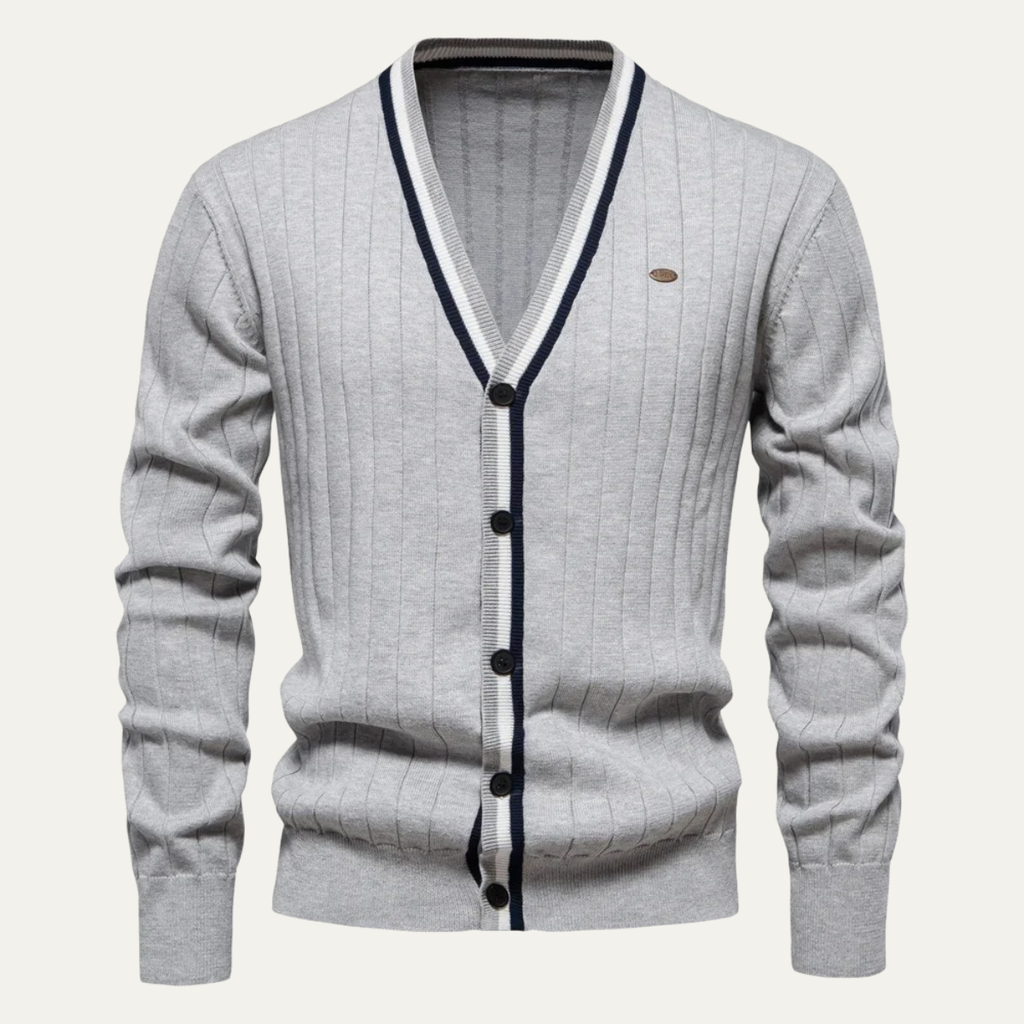 The Montecatini Men’s Slim Fit V Neck Cotton Knit Cardigan