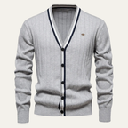 The Montecatini Men’s Slim Fit V Neck Cotton Knit Cardigan
