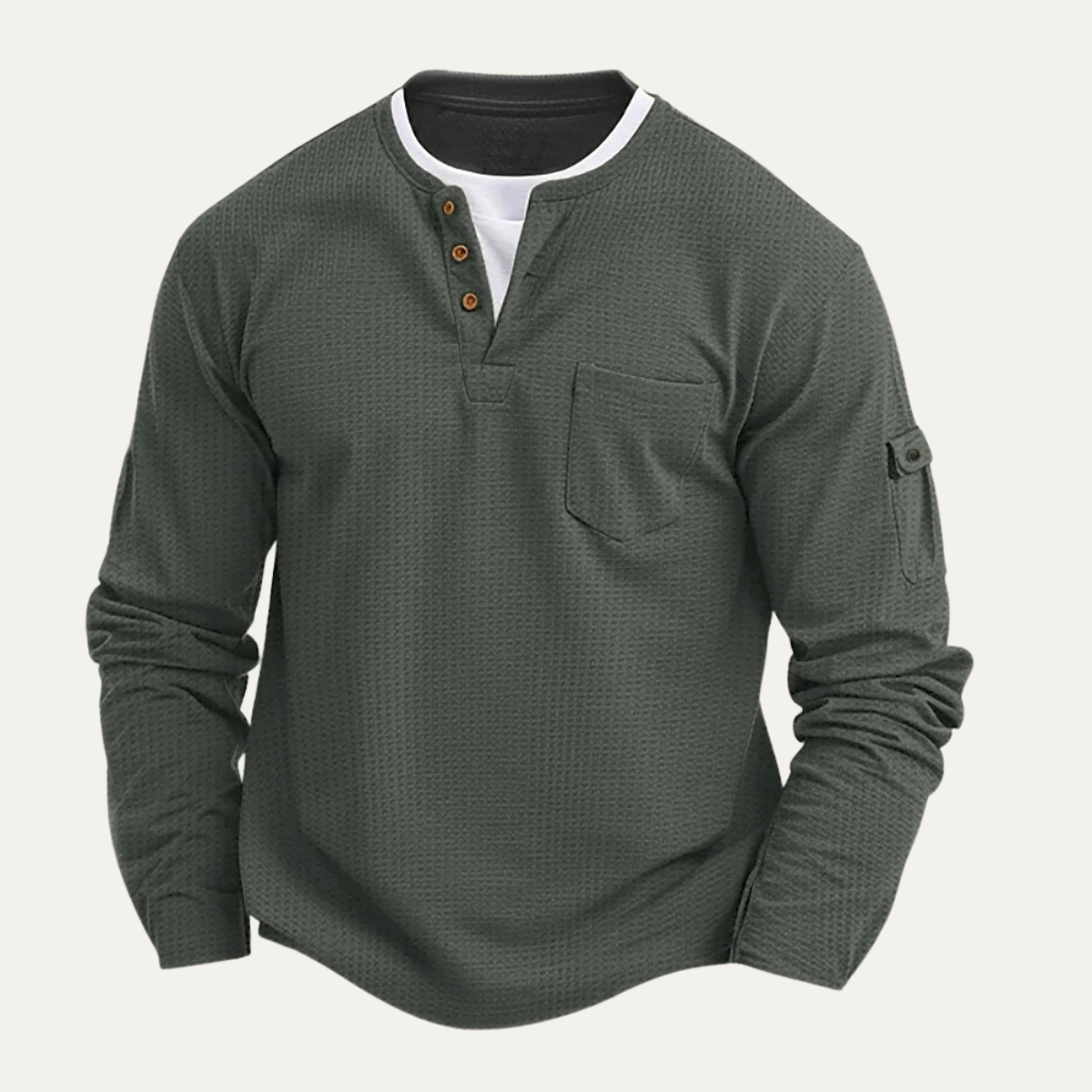 The Maremma Casual Henley Waffle Knit Men’s Jumper