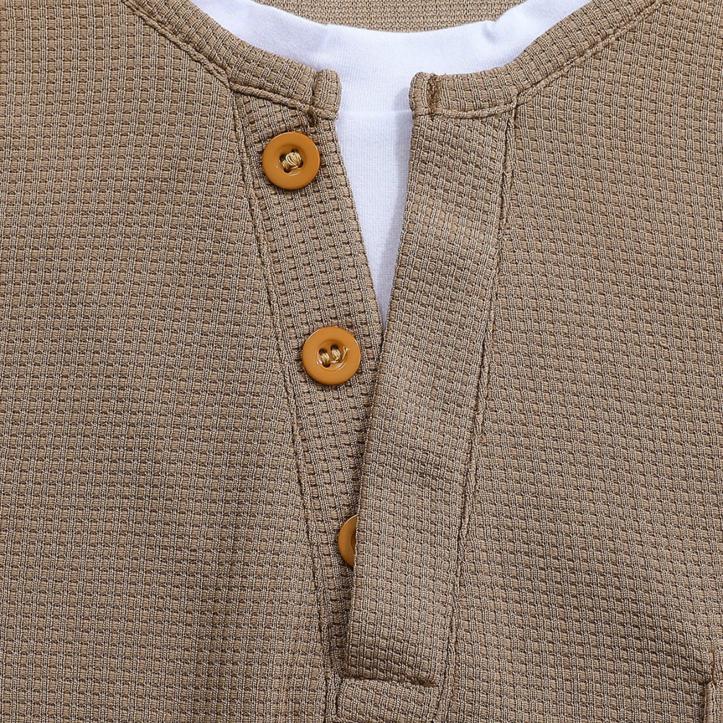 The Otranto Men’s Casual Waffle Knit Henley Shirt