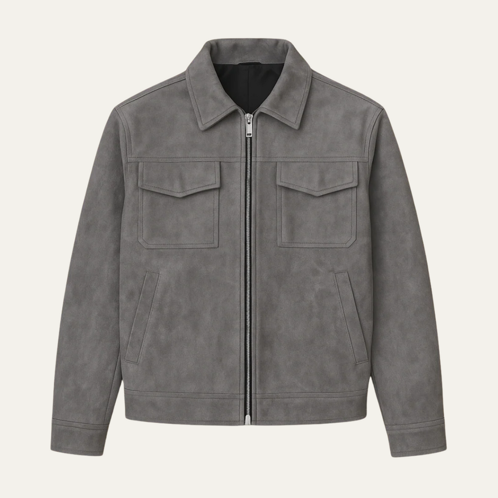 The Monte Carlo Men’s Grey Suede Jacket – Minimalist Luxury Winter Overshirt