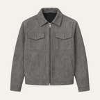 The Monte Carlo Men’s Grey Suede Jacket – Minimalist Luxury Winter Overshirt
