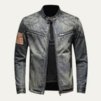 The London Slim Fit Denim Jacket for Men - Zip Collar
