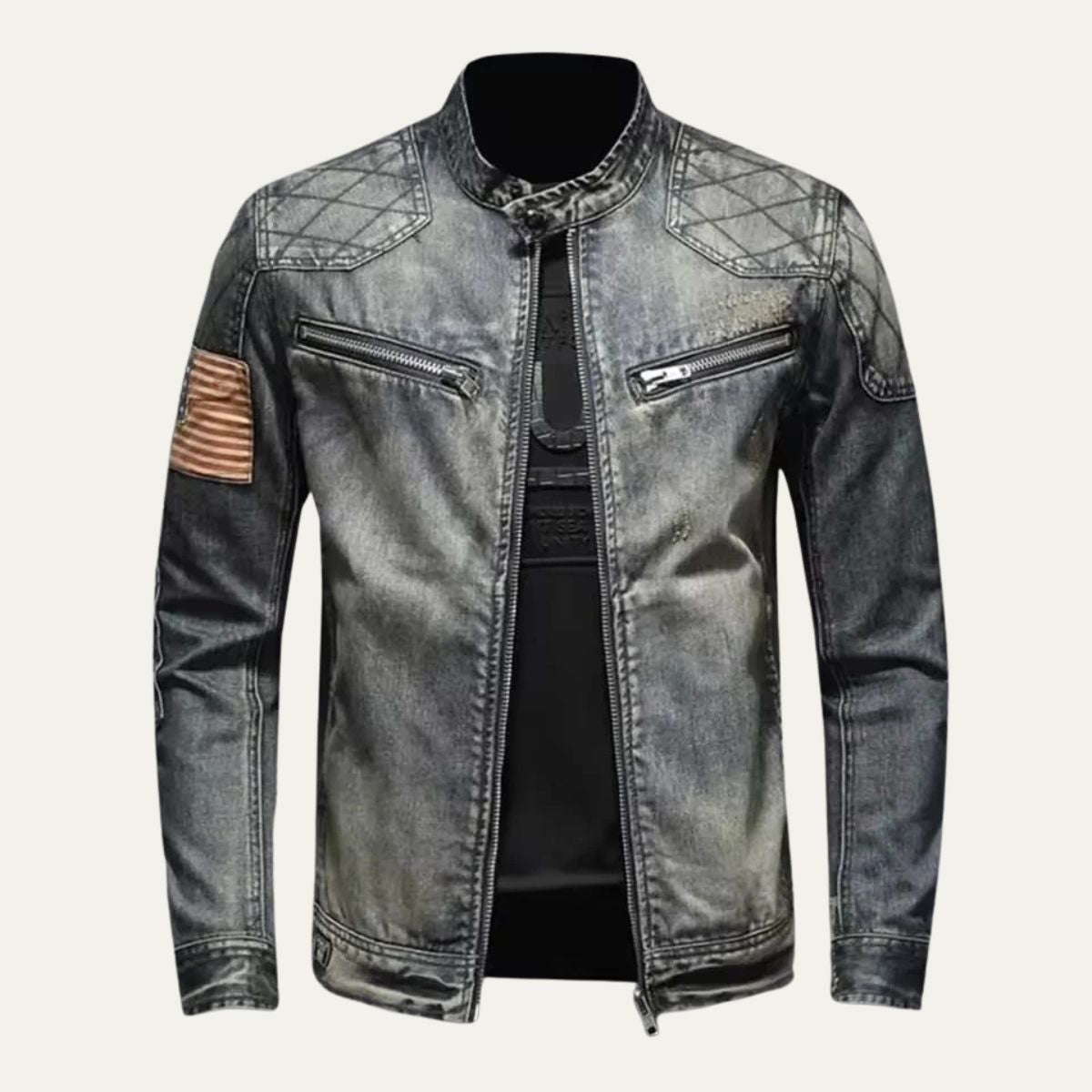 The London Slim Fit Denim Jacket for Men - Zip Collar