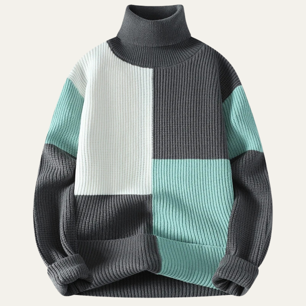 The Castelmola Knitted Colour Block Men’s Turtleneck Jumper