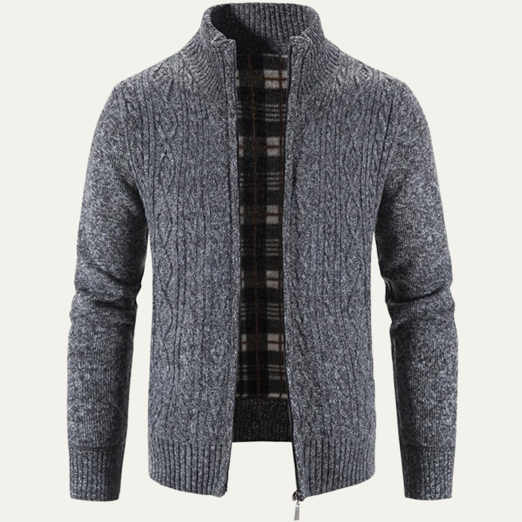 The Pienza Men’s Warm Fleece Zip Up Knit Jacket