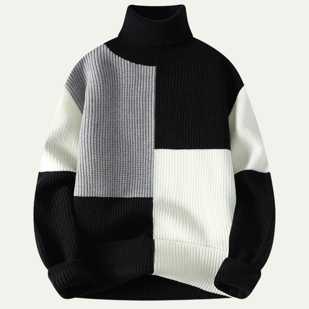 The Castelmola Knitted Colour Block Men’s Turtleneck Jumper