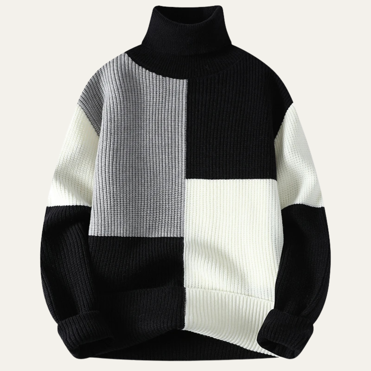 The Castelmola Knitted Colour Block Men’s Turtleneck Jumper