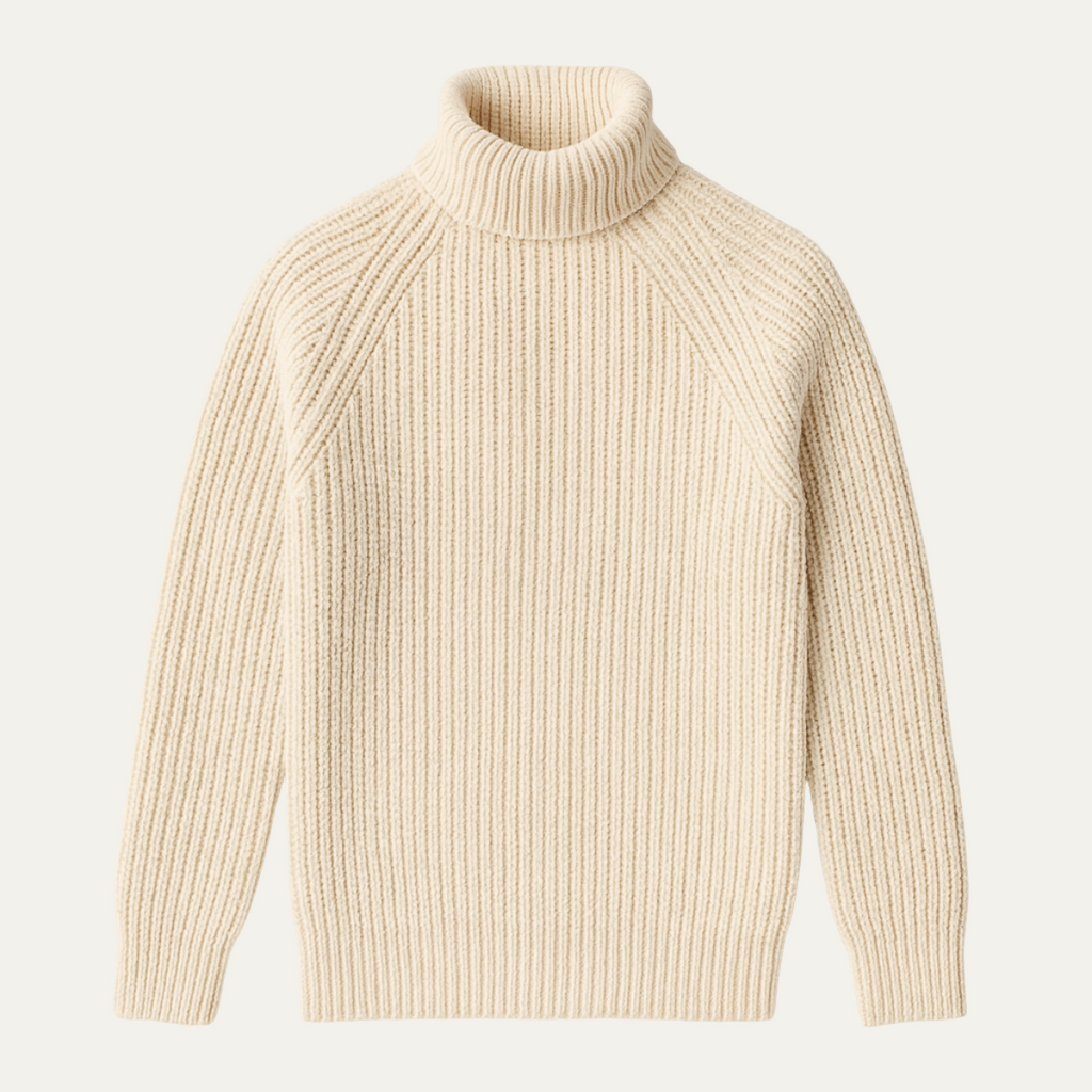 The Dundee Men's Chunky Wool Turtleneck Sweater - Warm Fisherman Knit Jumper
