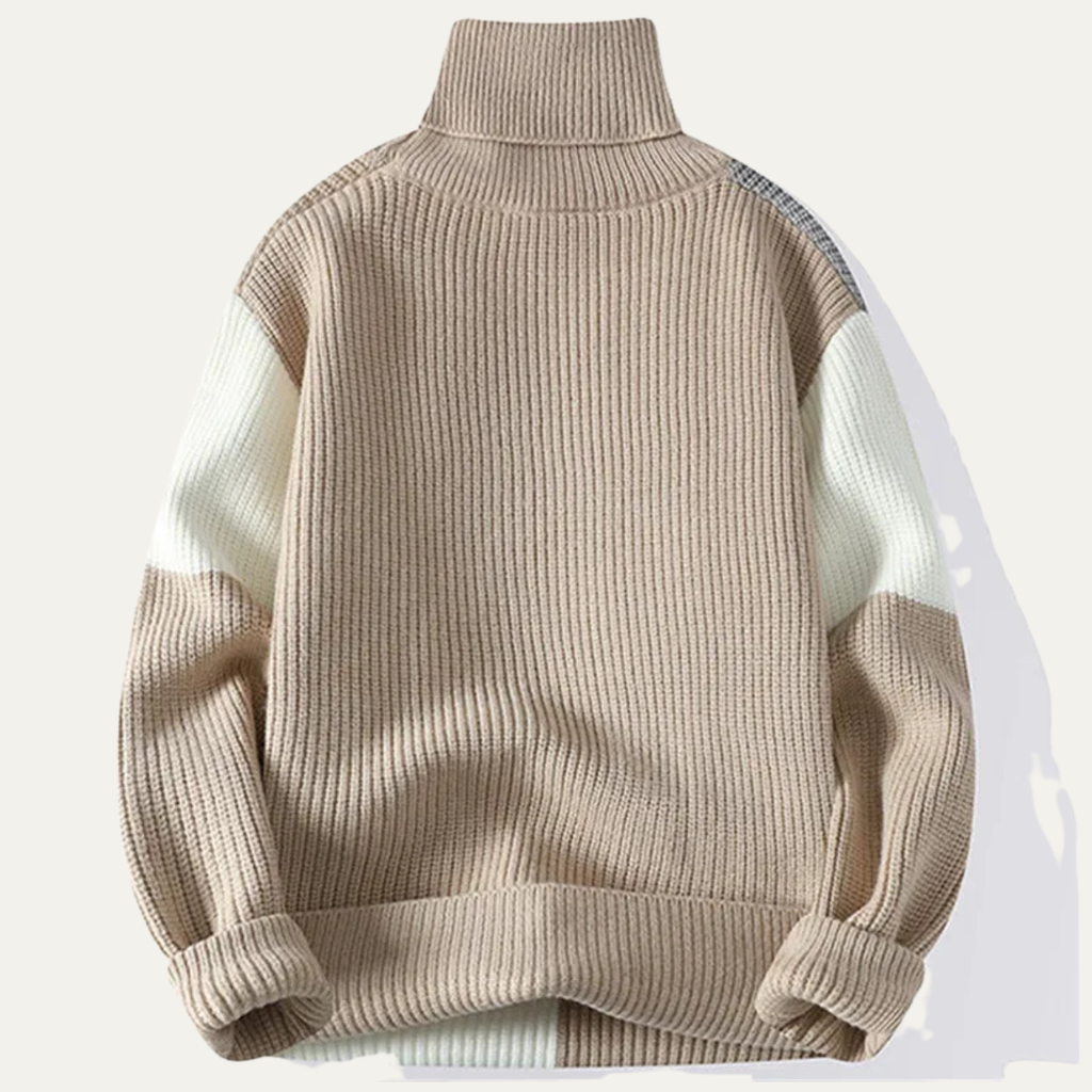 The Castelmola Knitted Colour Block Men’s Turtleneck Jumper