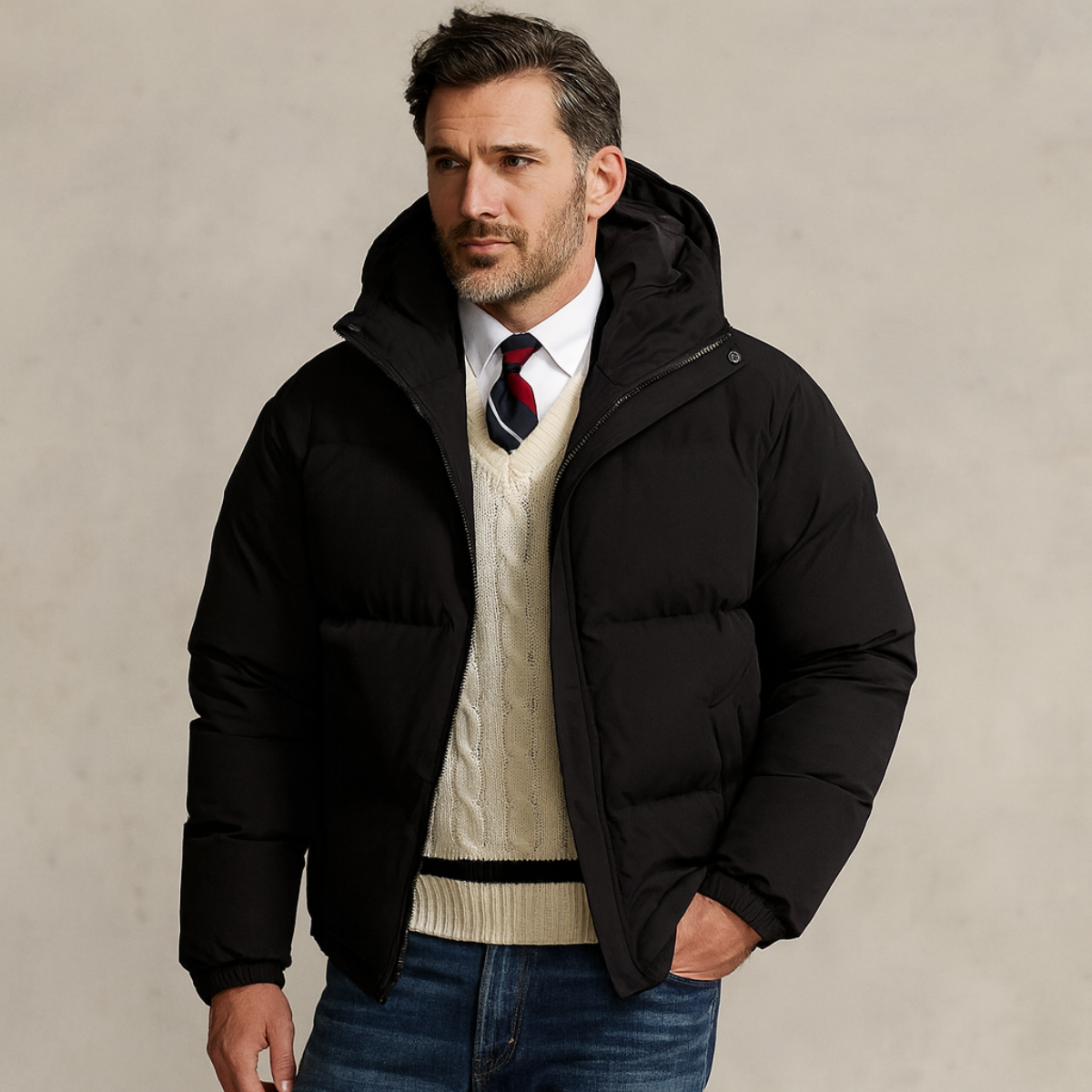The Hamilton Men's Winter Quilted Puffer Jacket with Hood