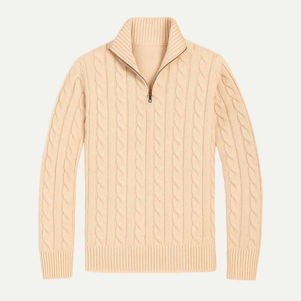 The Genève Old Money Half Zip Jumper for Men - 100% Merino Wool