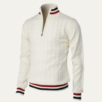 The Castelrotto Men’s Warm Half Zip Knit Jumper with Stripe Trim