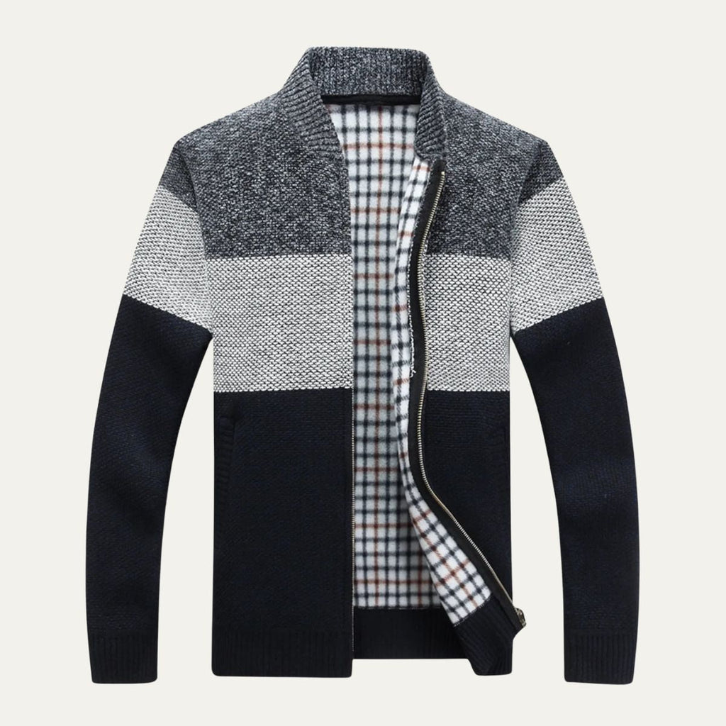 The Levanto Men’s Colour Block Zip Up Knit Cardigan