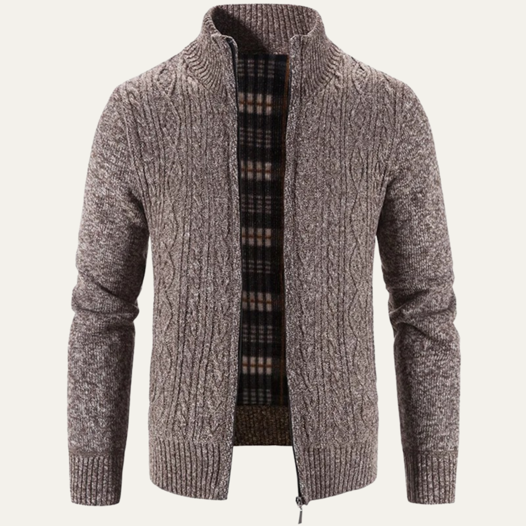 The Pienza Men’s Warm Fleece Zip Up Knit Jacket