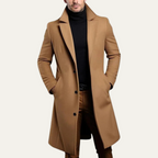 The Paignton Elegant Minimal Camel Single Breasted Men's Wool Coat