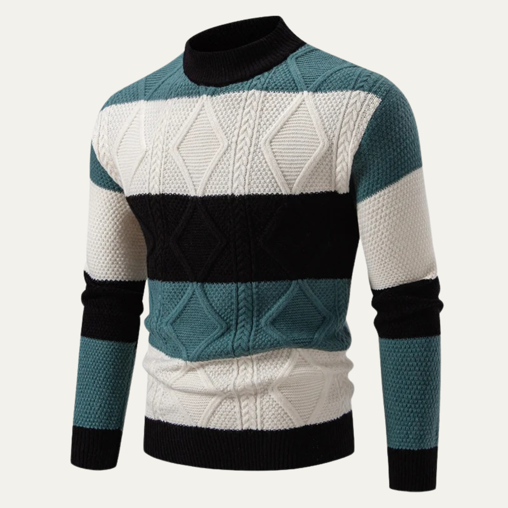 The San Candido Colour Block Patchwork Cable Knit Men’s Jumper