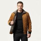 The Alassio Men’s Corduroy Jacket – Fleece Lined Winter Zip Up Coat with Fur Collar