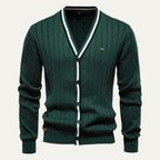 The Montecatini Men’s Slim Fit V Neck Cotton Knit Cardigan