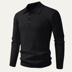 The Livigno Men’s Elegant Cable Ribbed Knit Polo Shirt