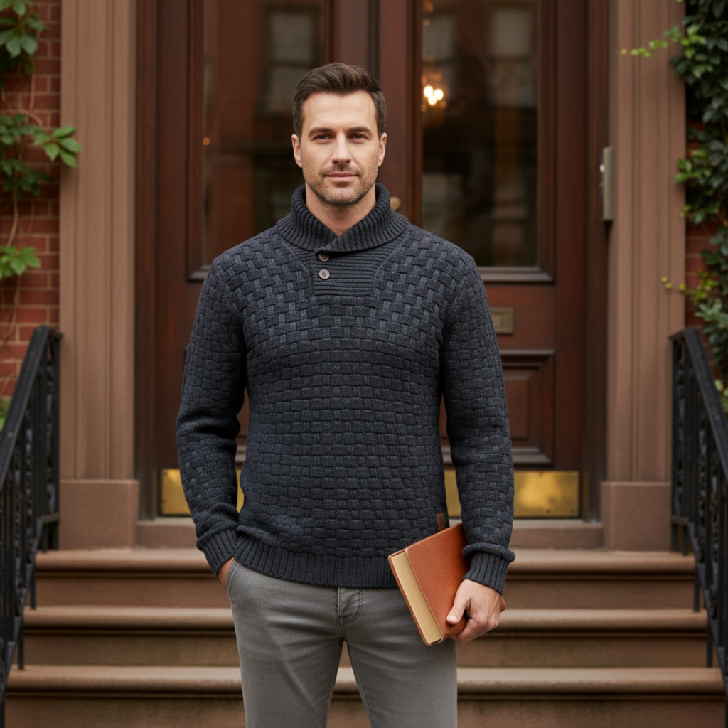 The Brighton Men’s Chunky Knit Jumper with Buttons
