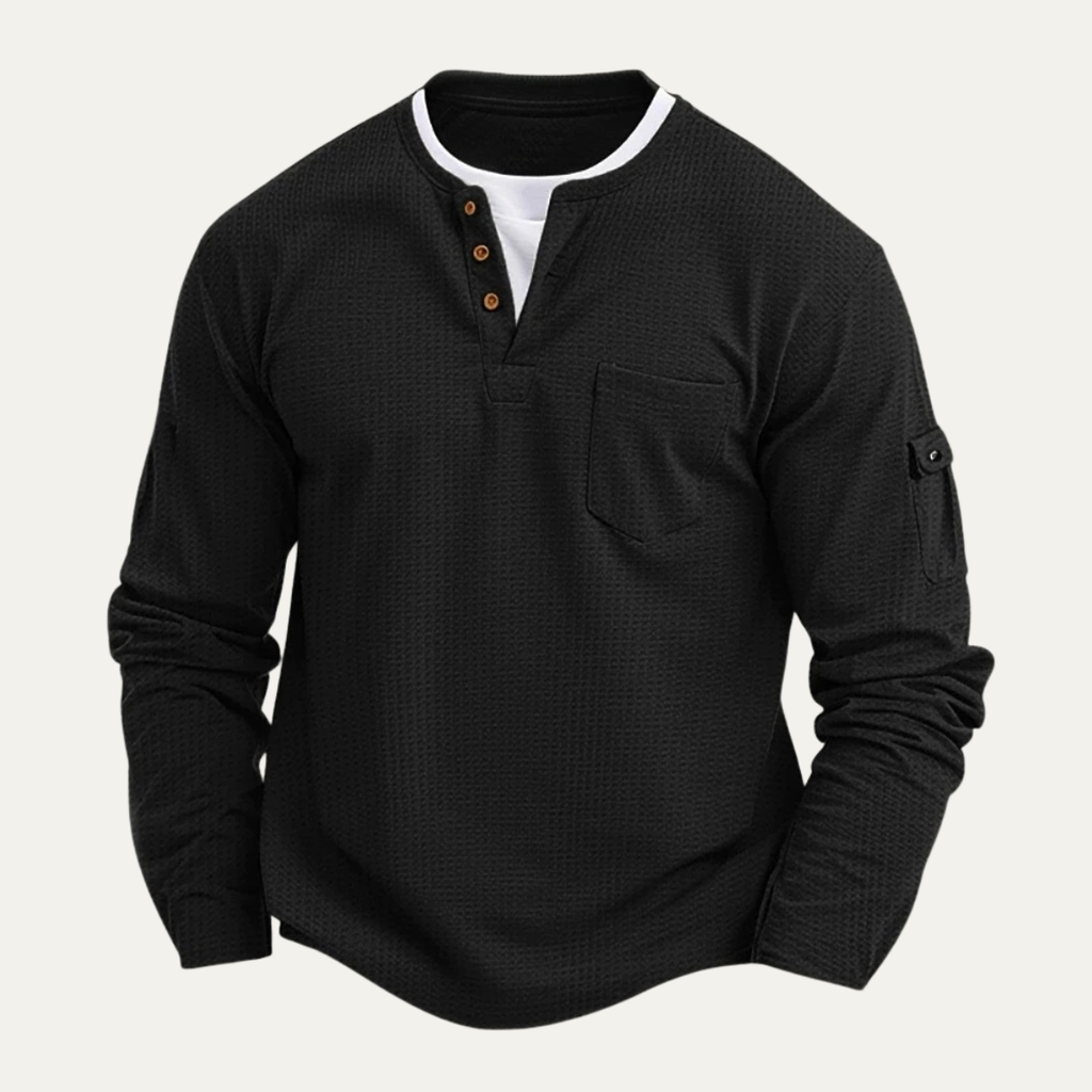 The Otranto Men’s Casual Waffle Knit Henley Shirt
