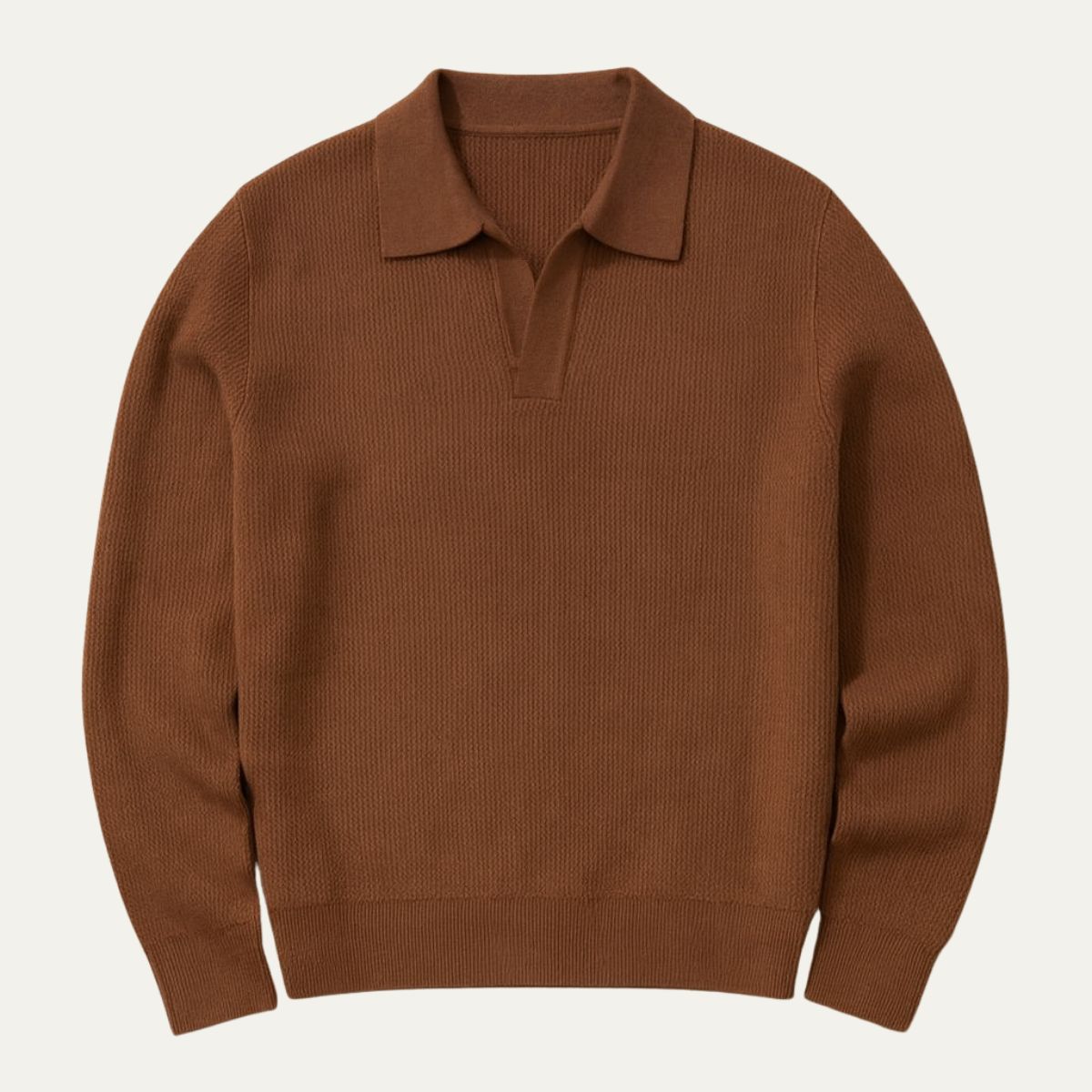 The Portofino Knitted Long Sleeve Polo Jumper for Men - Open Collar