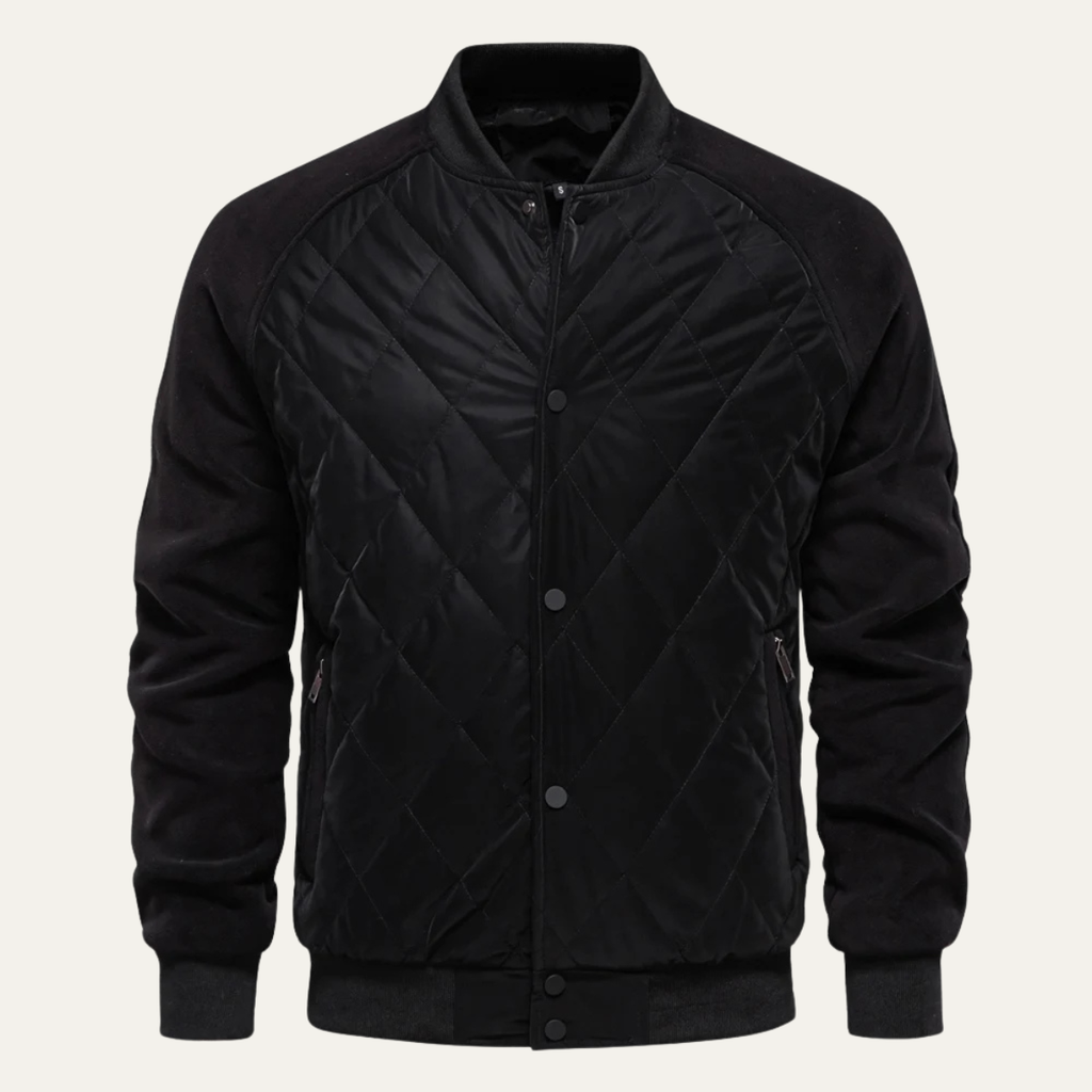 The Aberdeen Men’s Warm Casual Quilted Bomber Jacket with Ribbed Cuffs