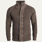 The Pozzuoli Men’s Chunky Knit Button Up Cardigan with Stand Collar