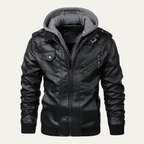 The St Andrews Men's Retro Hooded Leather Jacket with Pockets