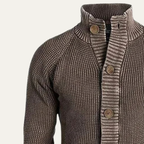 The Pozzuoli Men’s Chunky Knit Button Up Cardigan with Stand Collar