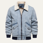 The Aberaeron Men's Fleece Collar Warm Denim Jacket