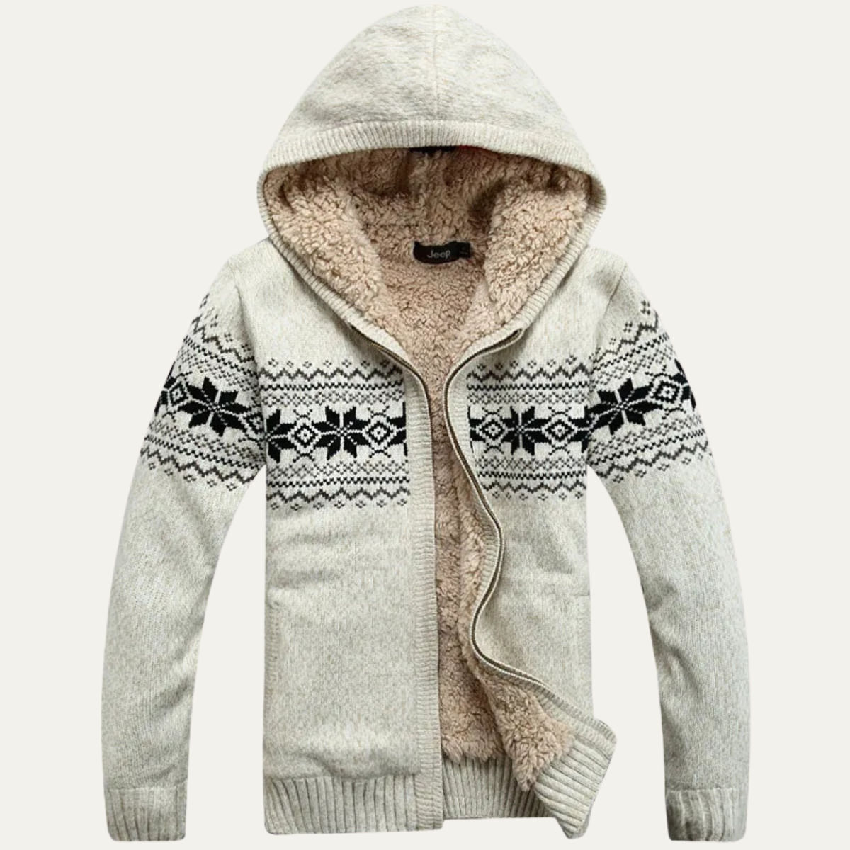 The Casamicciola Men’s Fleece Lined Hooded Cardigan with Nordic Pattern